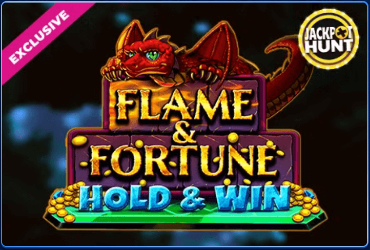 Flaming dragon with text Hold & Win